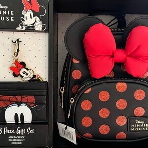 Disney Minnie Mouse Polka Dot Backpack Set - Red and Black
